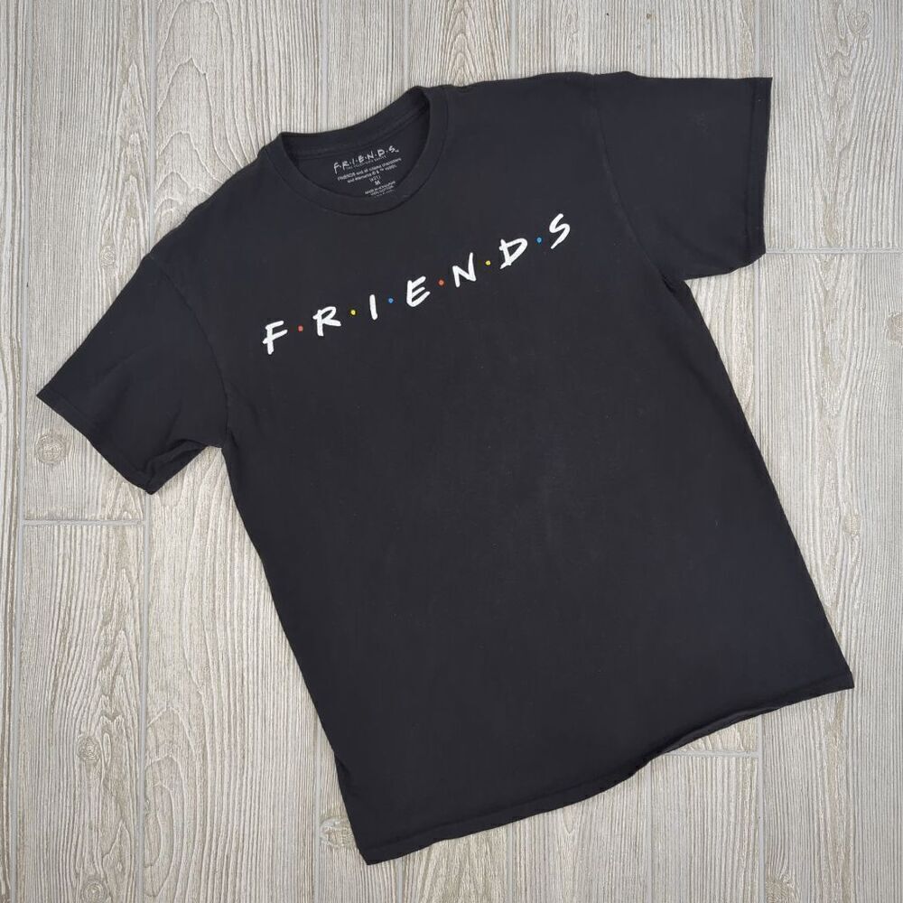 FRIENDS Black T-shirt Womens Medium Friends Logo Graphic Print